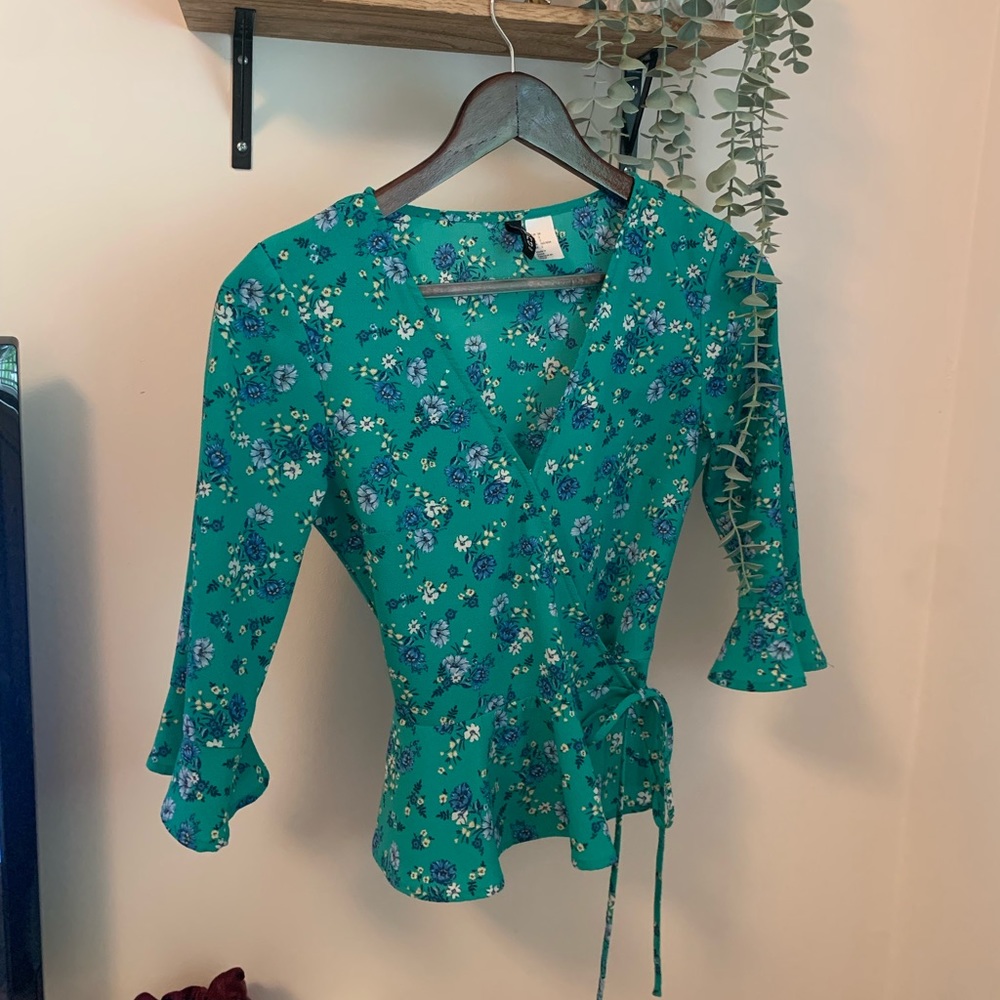 H&M Wrap Waist Floral Top